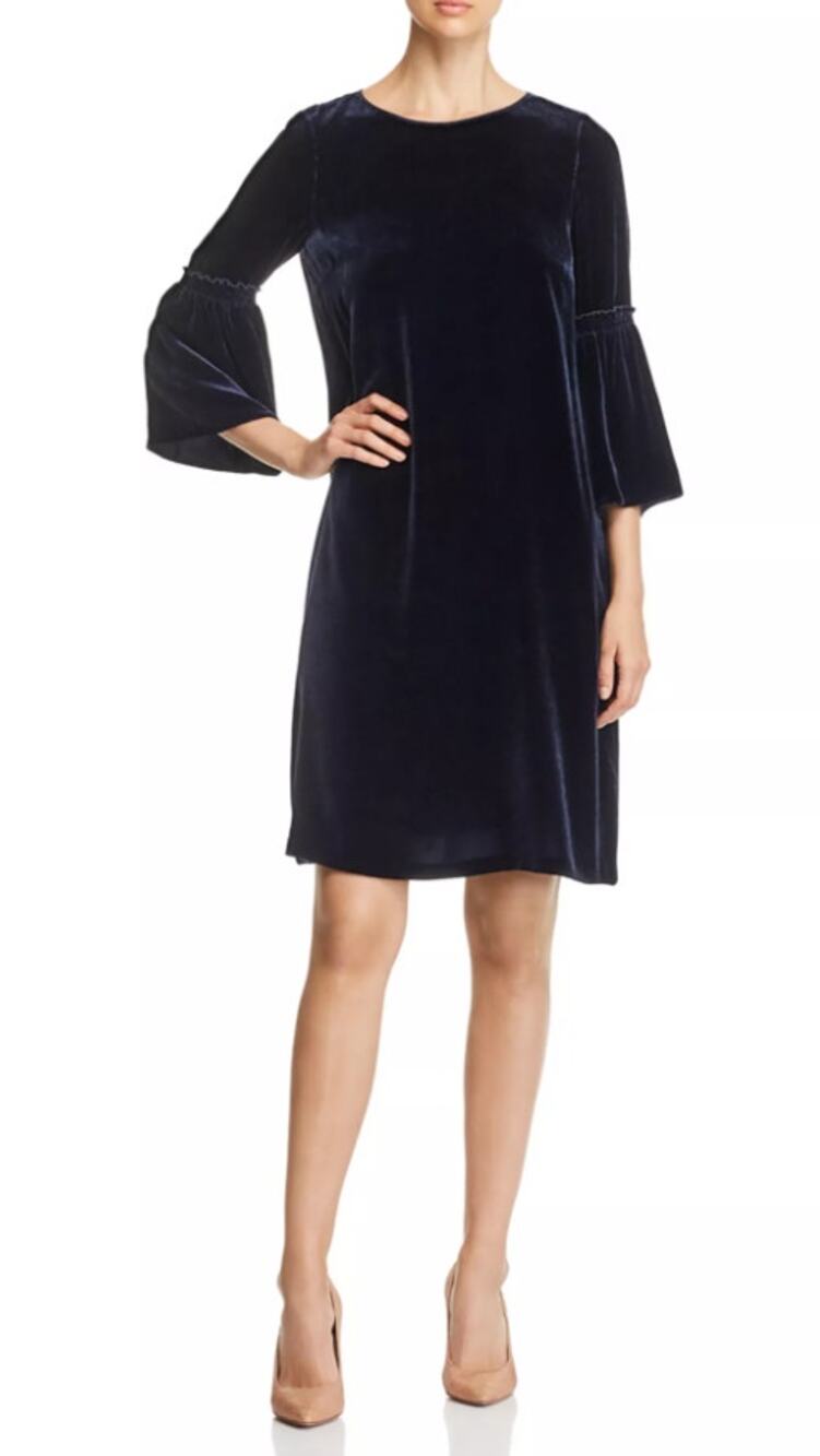 Lafayette 149 Velvet Dress XL Black Knee Length Long Sleeve Roslin Holiday Glam